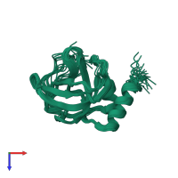 PDB entry 1uap coloured by chain, ensemble of 20 models, top view.