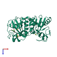 PDB entry 1uar coloured by chain, top view.