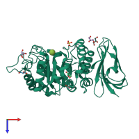 PDB entry 1uas coloured by chain, top view.