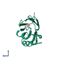 PDB entry 1uat coloured by chain, side view.
