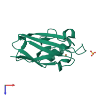 PDB entry 1uat coloured by chain, top view.