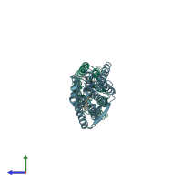 PDB entry 1uaz coloured by chain, side view.