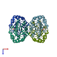 PDB entry 1ub3 coloured by chain, top view.