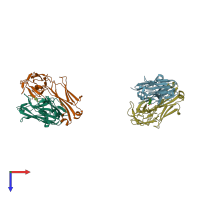 PDB entry 1ub5 coloured by chain, top view.