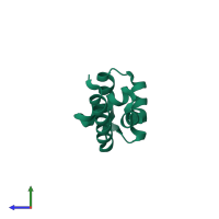 PDB entry 1ub9 coloured by chain, side view.