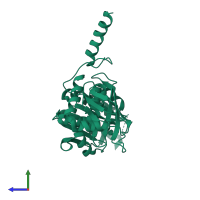 PDB entry 1ubc coloured by chain, side view.