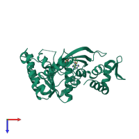 PDB entry 1ube coloured by chain, top view.