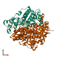 PDB entry 1ubj coloured by chain, front view.