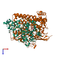 PDB entry 1ubl coloured by chain, top view.