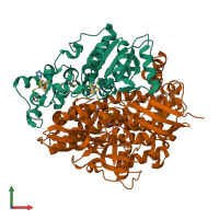 PDB entry 1ubo coloured by chain, front view.