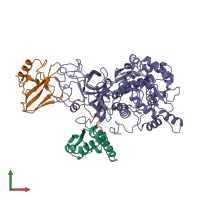 PDB entry 1ubp coloured by chain, front view.