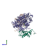 PDB entry 1ubp coloured by chain, side view.
