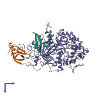 PDB entry 1ubp coloured by chain, top view.