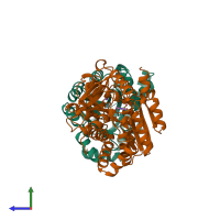 PDB entry 1ubs coloured by chain, side view.