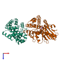 PDB entry 1ubs coloured by chain, top view.
