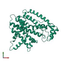 PDB entry 1ubv coloured by chain, front view.