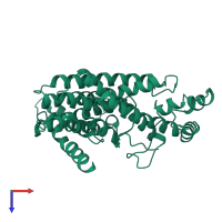 PDB entry 1ubv coloured by chain, top view.
