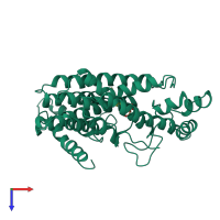 PDB entry 1ubx coloured by chain, top view.