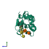 PDB entry 1ubz coloured by chain, side view.