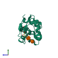 PDB entry 1uc0 coloured by chain, side view.