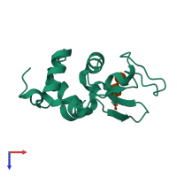 PDB entry 1uc0 coloured by chain, top view.