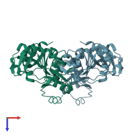 PDB entry 1uc8 coloured by chain, top view.