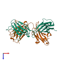 PDB entry 1ucb coloured by chain, top view.