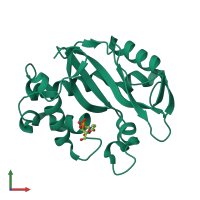 PDB entry 1ucc coloured by chain, front view.
