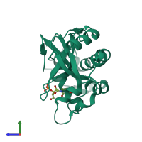 PDB entry 1ucc coloured by chain, side view.