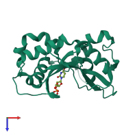 PDB entry 1ucc coloured by chain, top view.