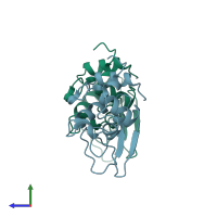 PDB entry 1uco coloured by chain, side view.