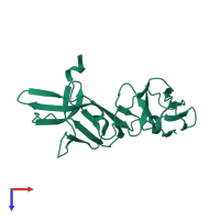 PDB entry 1uct coloured by chain, top view.