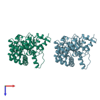 PDB entry 1ucw coloured by chain, top view.