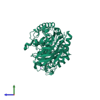 PDB entry 1ud4 coloured by chain, side view.