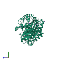 PDB entry 1ud5 coloured by chain, side view.