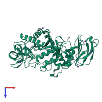 PDB entry 1ud5 coloured by chain, top view.