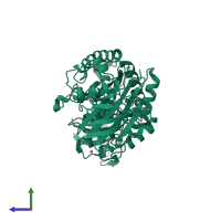 PDB entry 1ud8 coloured by chain, side view.