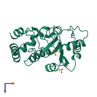 PDB entry 1udg coloured by chain, top view.