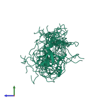 PDB entry 1udl coloured by chain, ensemble of 20 models, side view.