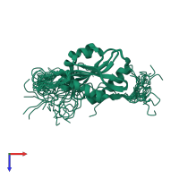 PDB entry 1udm coloured by chain, ensemble of 20 models, top view.