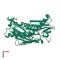 PDB entry 1udq coloured by chain, top view.