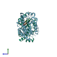 PDB entry 1udw coloured by chain, side view.