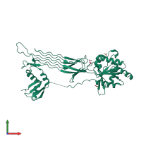 PDB entry 1udx coloured by chain, front view.