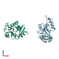 PDB entry 1udz coloured by chain, front view.