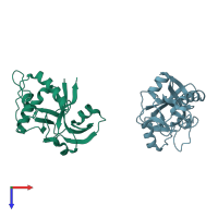 PDB entry 1udz coloured by chain, top view.