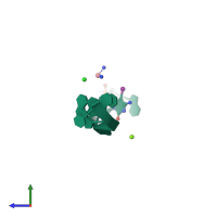 PDB entry 1ue2 coloured by chain, side view.