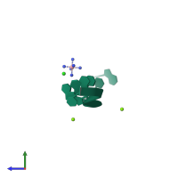PDB entry 1ue3 coloured by chain, side view.