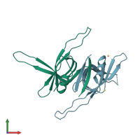 PDB entry 1ue5 coloured by chain, front view.