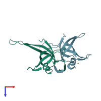 PDB entry 1ue5 coloured by chain, top view.