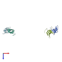 PDB entry 1ue7 coloured by chain, top view.